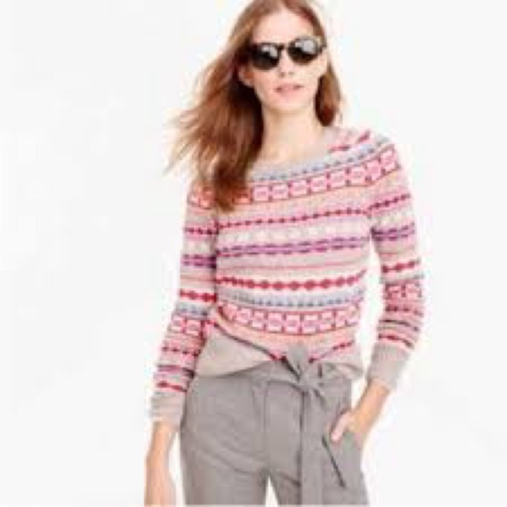 J Crew Holly Fair Isle Wool Crewneck Knit Sweater Women’s Small Warm Winter Cozy